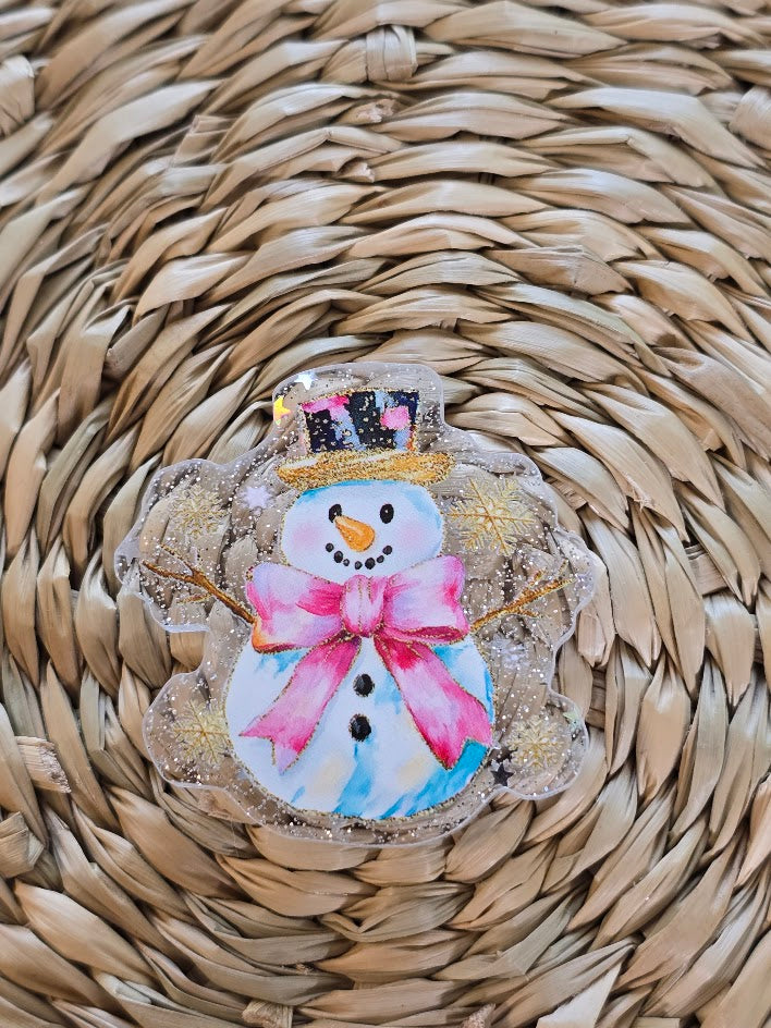 Acrylic Glitter Flatbacks - Snowman