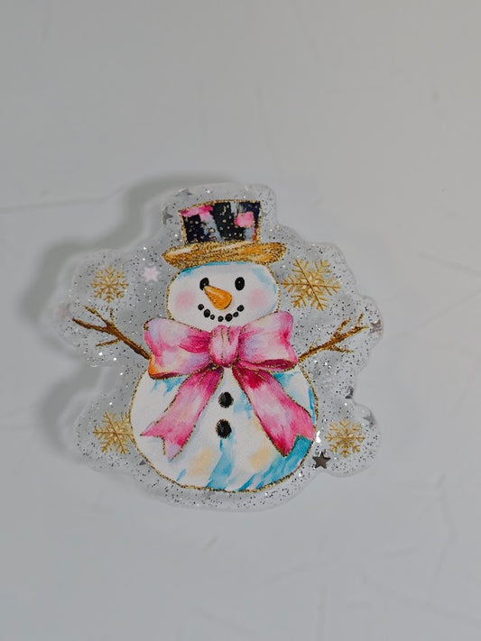 Acrylic Glitter Flatbacks - Snowman