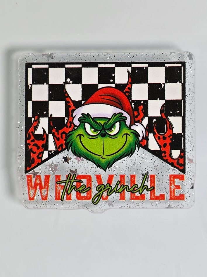 Acrylic Glitter Flatbacks - The Grinch